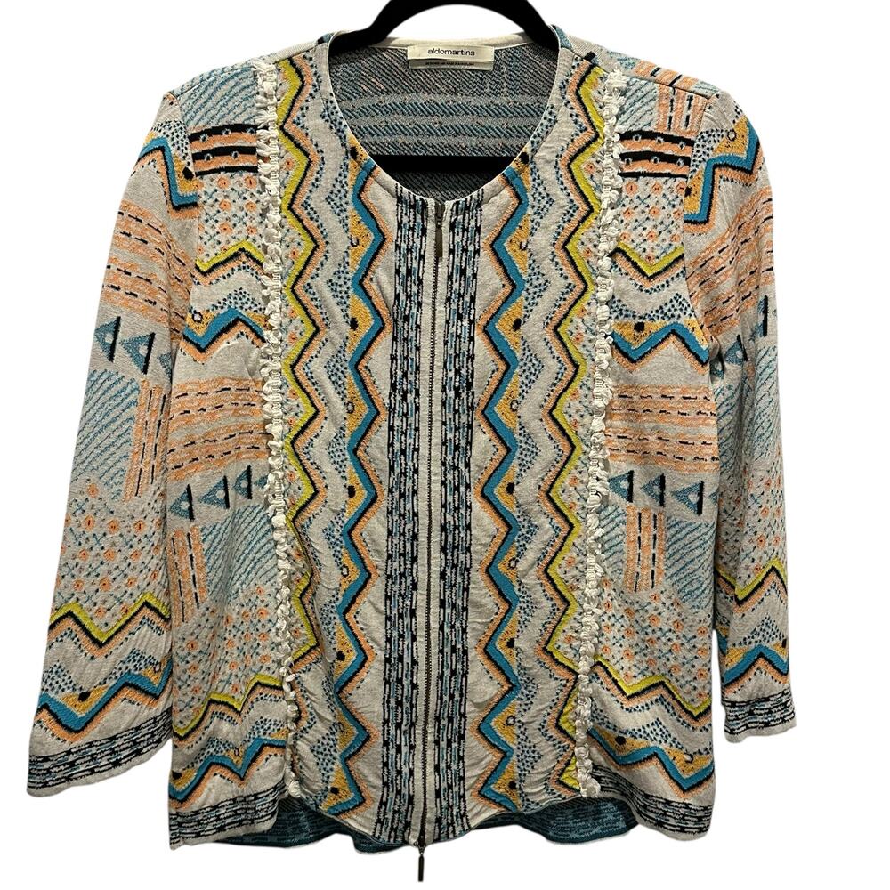 Aldomartins Jacquard Artisan Knit Statement Jacket US 10/EU 44 MadeinBarcelona - Picture 3 of 10